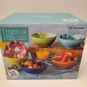 Over and back tropical stoneware 6 bowls
